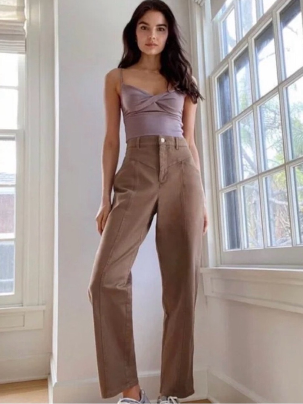 Wilfred Straight-Leg High-Rise Pants in Brown